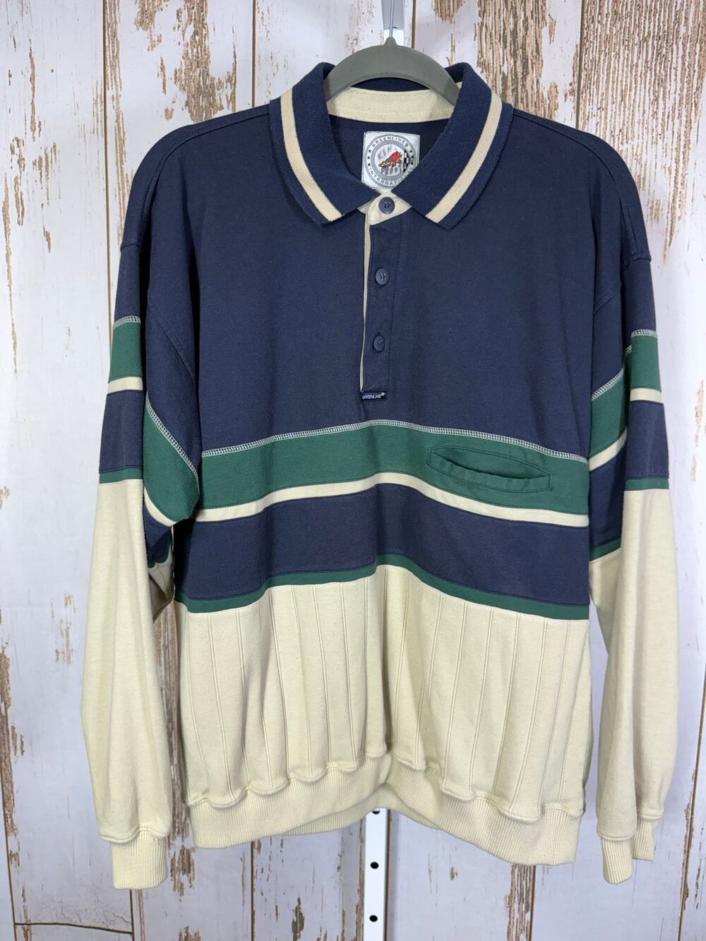 Vintage, Greenline International Long Sleeve Polo Thicker Shirt. Size Large.